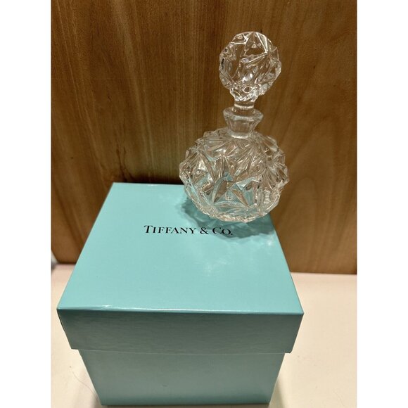 Tiffany & Co. Rock Cut Crystal Perfume Bottle Empty With Box - Picture 2 of 10